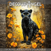 Panther's Floral Oasis - Decoupage - Tissuepapier