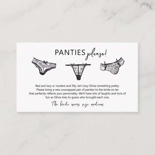 Panties Panty Game Panties invoegen Kaart (Voorkant)