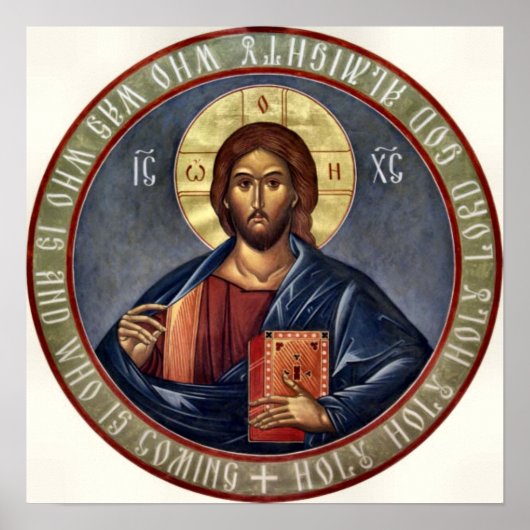 Pantocrator Heer van alle Christus Orthodoxe Print (Voorkant)