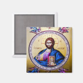 Pantocrator Jezus Christus engelen orthodox icoon Magneet (Voorkant / Achterkant)