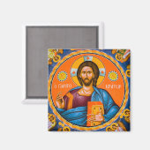 Pantocrator Jezus Christus Heer van alle Icoon Magneet (Voorkant / Achterkant)