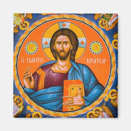 Pantocrator Jezus Christus Heer van alle Icoon Magneet (Voorkant)