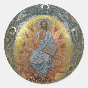 Pantocrator Jezus Christus Heer van alle Orthodoxe Ronde Sticker