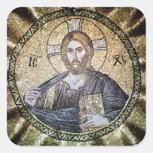Pantocrator Lord of All Orthodox Christelijk Icon Vierkante Sticker