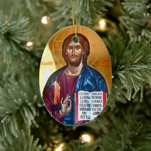 Pantocrator-schilderij van Jezus Christus Keramisch Ornament (Boom)