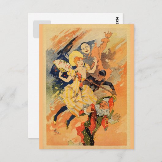 Pantomime comedy 1891 van Jules Chéret Briefkaart (Voorkant / Achterkant)