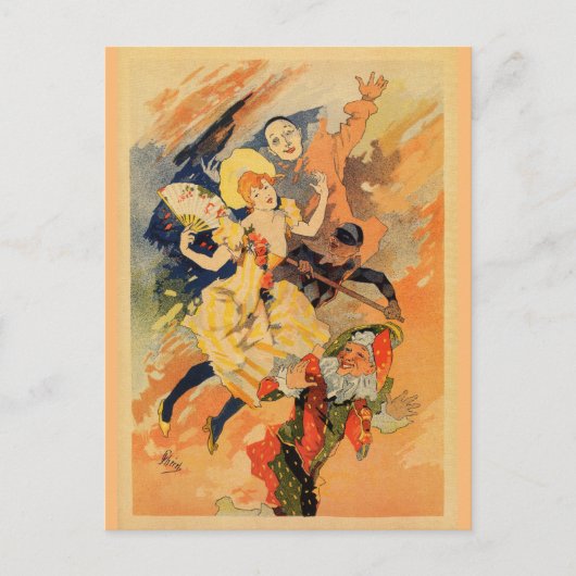 Pantomime comedy 1891 van Jules Chéret Briefkaart (Voorkant)