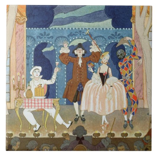 Pantomime Stage, afbeelding voor 'Fetes Galantes' Tegeltje (Voorkant)