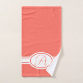 Pantone Living Coral Monogram Bad Handdoek (Handdoek)