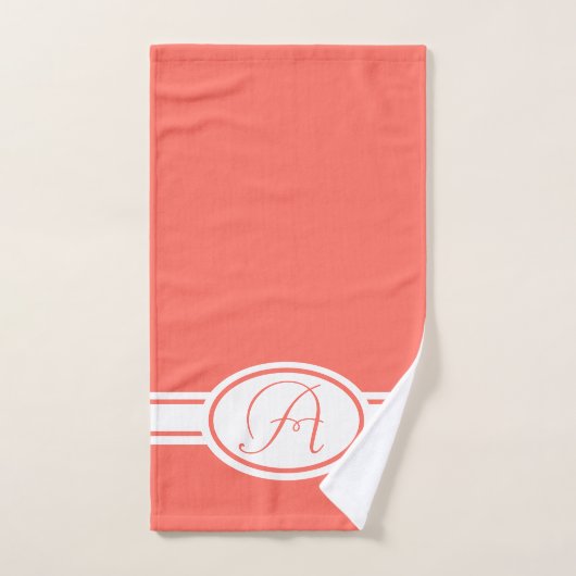 Pantone Living Coral Monogram Bad Handdoek (Handdoek)