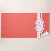 Pantone Living Coral monogram Strandlaken (Voorkant)