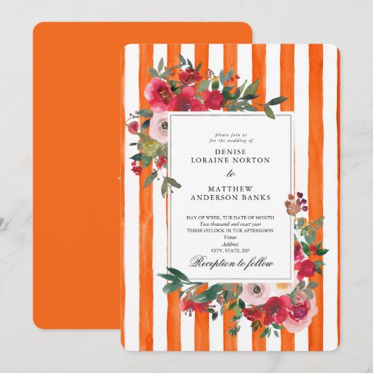 Pantone "Oranje tijger" huwelijksuitnodiging Kaart (Voorkant / Achterkant)