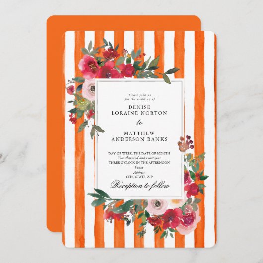 Pantone "Oranje Tijger" Trouw Uitnodiging (Voorkant / Achterkant)