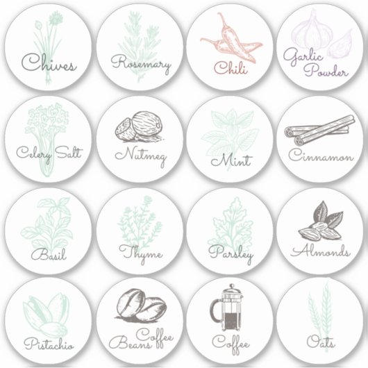 Pantry Herbs, Nuts & Spices Storage Labels (Voorkant)