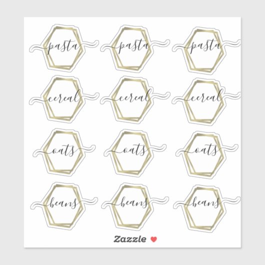 Pantry Organisatie Faux Gold Geometrisch Script Sticker (Vel)
