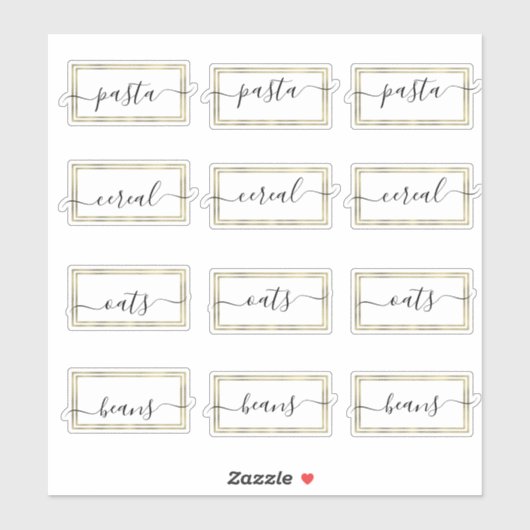 Pantry Organisatie Faux Gold Script Sticker (Vel)