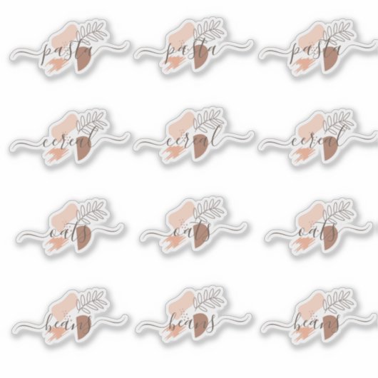 Pantry Organisatie Organische Vormen Script Stick Sticker (Voorkant)