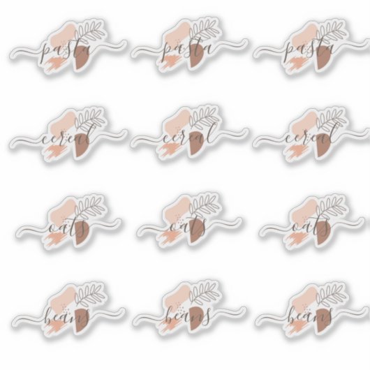 Pantry Organisation Organische Vormen Script Stick Sticker (Voorkant)