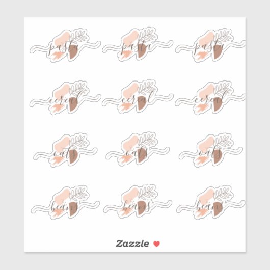 Pantry Organisation Organische Vormen Script Stick Sticker (Vel)