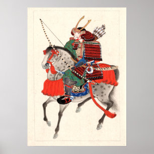 pantserhelm, Samurai op horseback Poster