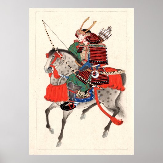 pantserhelm, Samurai op horseback Poster (Voorkant)