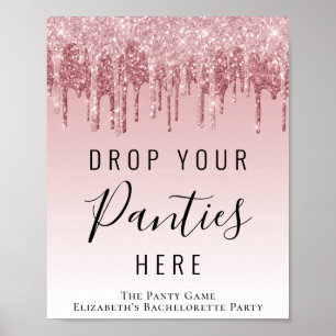 Panty Game Pink Rose Gold Glitter Sign Poster