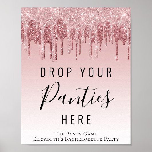 Panty Game Pink Rose Gold Glitter Sign Poster (Voorkant)
