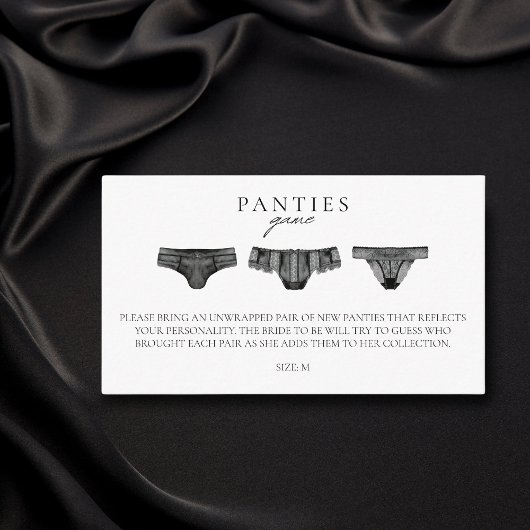 Panty Game Vrijgezellenfeest Bachelorette Lingerie Informatiekaartje