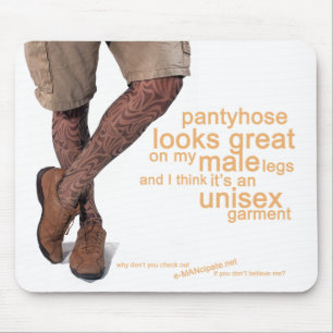 Pantyhose ziet er goed uit op mijn mannelijke bene muismat