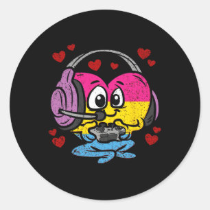 Panual Heart Pride LGBT-q Retro Gaming Video-game Ronde Sticker