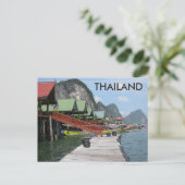 Panyi Floating Vist dorp Zuid-Thailand Briefkaart (Staand voorkant)