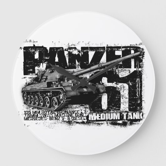 Panzer 61 ronde (grote) wandklok (Voorkant)