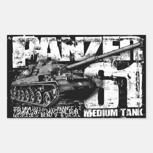 Panzer 61 Stickers voor rechthoek (Voorkant)