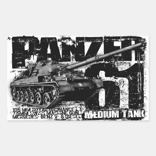 Panzer 61 Stickers voor rechthoek (Voorkant)