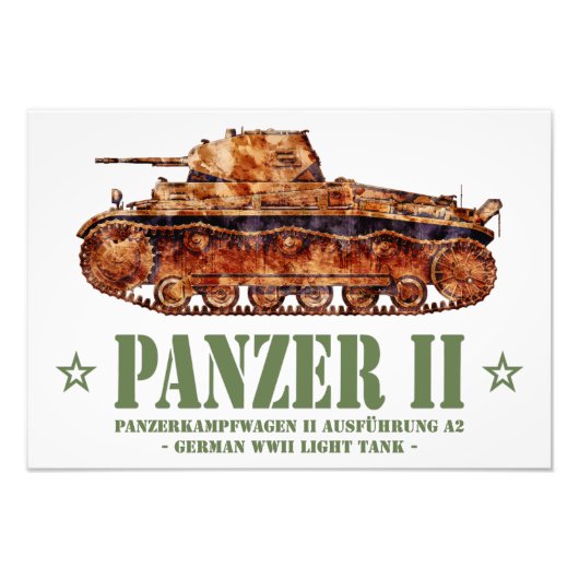 Panzer II A2 Tweede Wereldoorlog Duitse lichte tan Foto Afdruk (Voorkant)