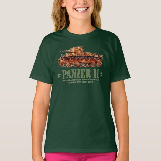 Panzer II A2 Tweede Wereldoorlog Duitse lichte tan T-shirt (Voorkant)