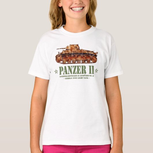 Panzer II A2 Tweede Wereldoorlog Duitse lichte tan T-shirt (Voorkant)