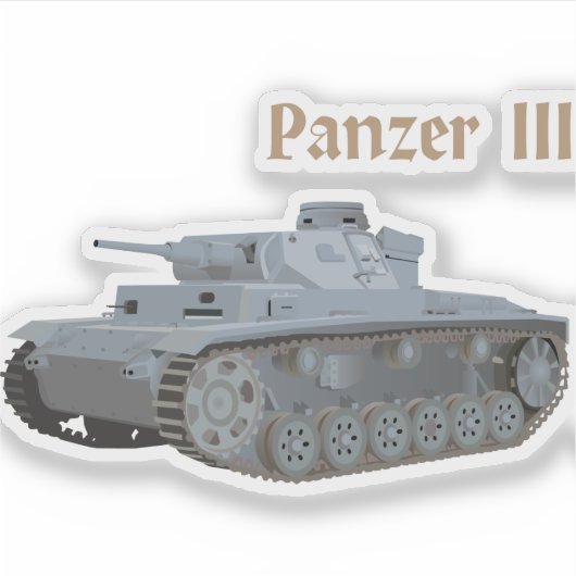Panzer III Duitse WW2 Battle Tank Sticker (Voorkant)