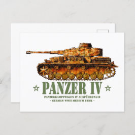 Panzer IV D Tweede Wereldoorlog Duitse Medium Tank Briefkaart