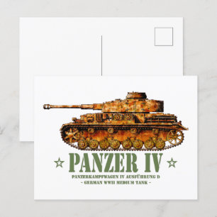 Panzer IV D Tweede Wereldoorlog Duitse Medium Tank Briefkaart