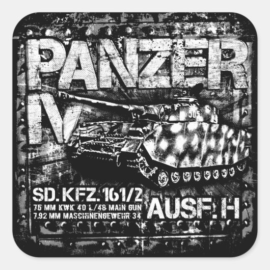 Panzer IV Vierkante Sticker (Voorkant)
