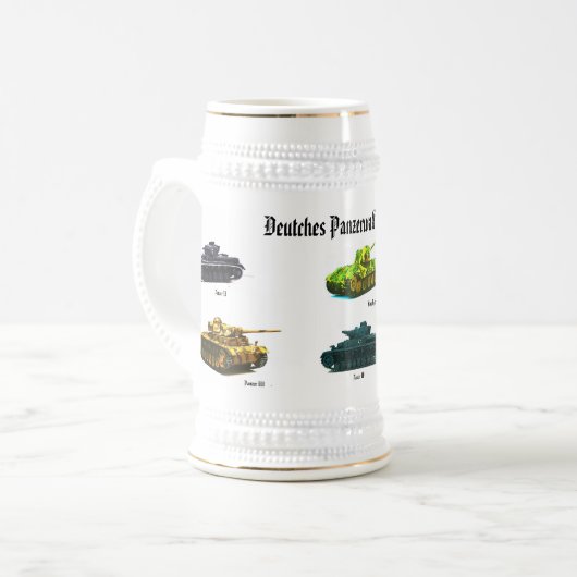 Panzerwaffe German Tank Stein Bierpul (Voorkant links)