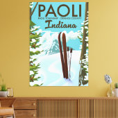 Paoli Oranje County Indiana Ski poster Canvas Afdruk (Insitu (Woonkamer))