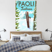 Paoli Oranje County Indiana Ski poster Canvas Afdruk (Insitu (Slaapkamer))