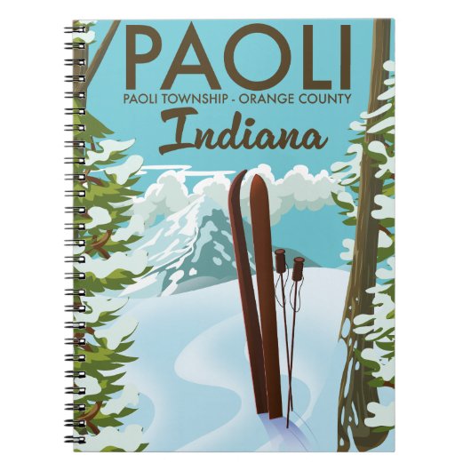 Paoli Oranje County Indiana Ski poster Notitieboek (Voorkant)
