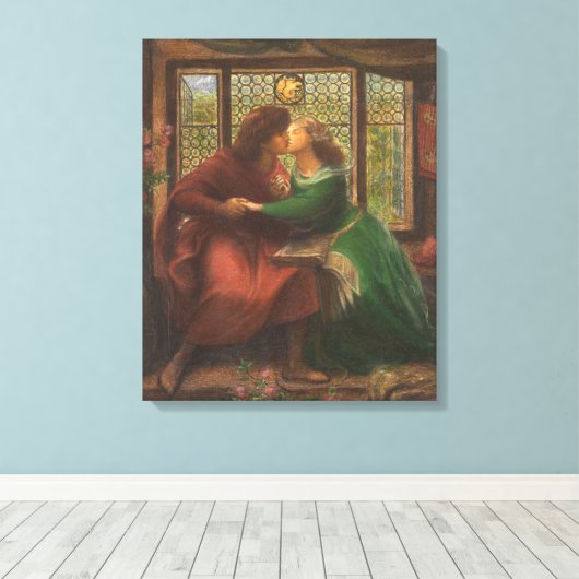 Paolo en Francesca da Rimini (door Rossetti) Canvas Afdruk (Insitu (Houten vloer))