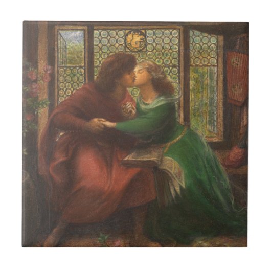 Paolo en Francesca da Rimini (door Rossetti) Tegeltje (Voorkant)