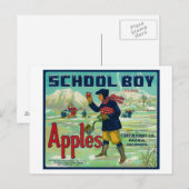 Paonia, Colorado, schooljongen Apple Label Briefkaart (Voorkant / Achterkant)