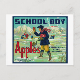 Paonia, Colorado, schooljongen Apple Label Briefkaart