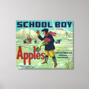 Paonia, Colorado, schooljongen Apple Label Canvas Afdruk